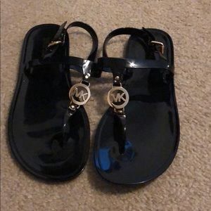 Black with gold hardware MK sandals